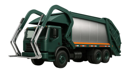 Front-loader garbage truck with large hopper and twin lifting forks