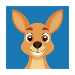 Fototapeta premium Close-up cartoon kangaroo face with big ears and smile
