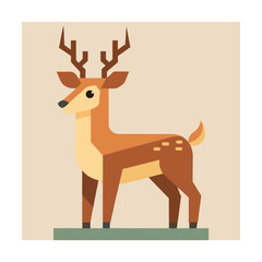 Flat design illustration of a standing deer animal