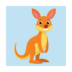 Friendly cartoon kangaroo standing on light blue background