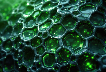 Abstract Green Hexagon Patterned Sphere Surface Technology