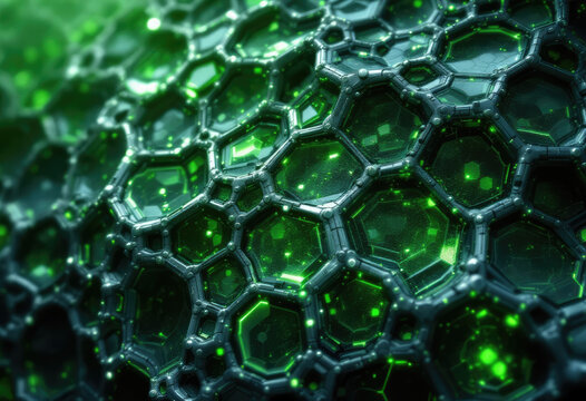 Abstract Green Hexagon Patterned Sphere Surface Technology