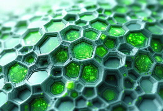 Abstract Green Hexagon Pattern Technology Background Surface