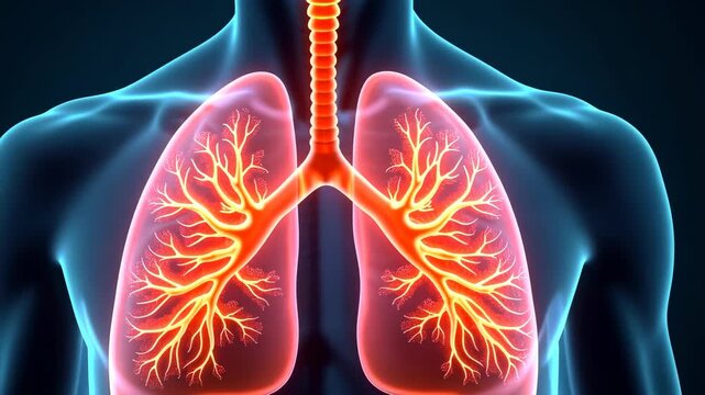 Lungs, respiratory health, lung anatomy. Pulmonary function. Bronchi expand during inhalation. Alveoli transfer oxygen efficiently. Respiratory rate affects tissue health.