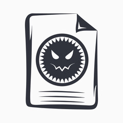 Spider Silhouette with Data Icon Isolated on White