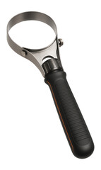 Naklejka premium Oil filter wrench with a rubberized handle and adjustable metal band