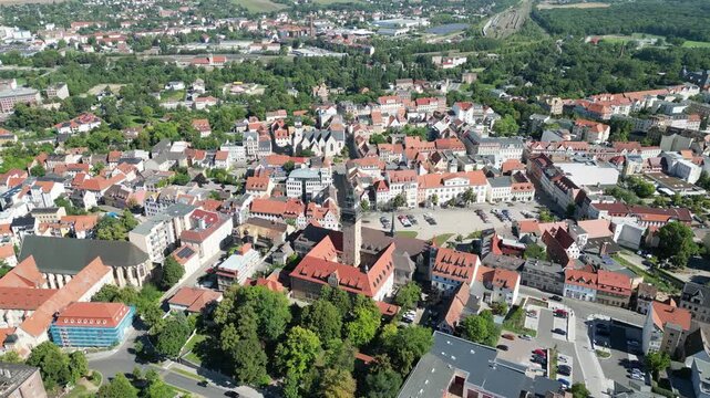 aerial view of the old city zeitz in thuringia east germany horizontal 4k