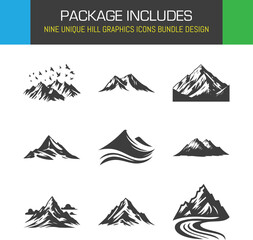 Fototapeta premium Captivating mountain range icons evoking adventure and nature a versatile collection for brand