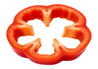 Fresh red pepper slice isolated on transparent background