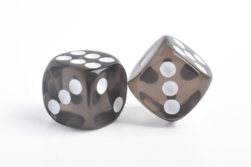 Two black dice isolated on white background