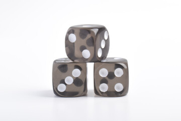 Three black dices isolated on white background