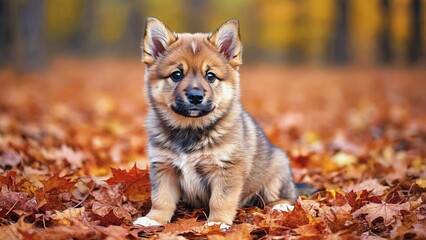 puppy in autumn park