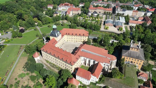 aerial view of the castle in zeitz, thuringia east germany horizontal 4k
