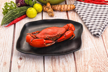 Hot fresh Boiled red crab