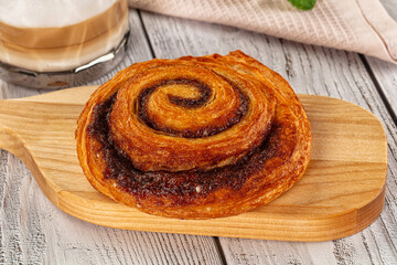 Homemade cinnabon swirl pastry with cinnamon
