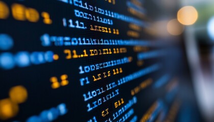 Abstract Digital Array with Binary System Elements Showcasing Modern Tech Design Trends and Concepts