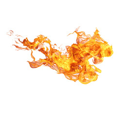 Dynamic burst of vibrant orange fire flames igniting with intense heat and energy