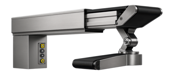 Telescopic conveyor with a pivoting head for delivering parts to different stations in a packaging facility