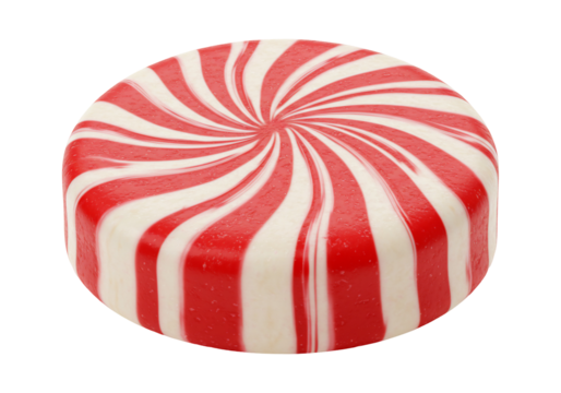 Round peppermint candy with red and white swirl design - Powered by Adobe