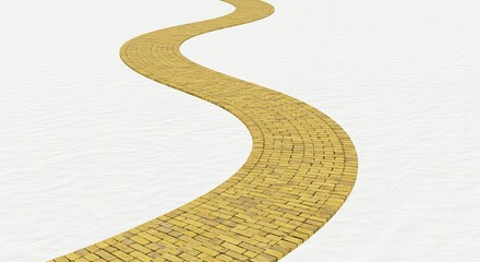 Follow this bright yellow brick road leading towards an unknown destination, symbolizing journey, adventure, and the pursuit of dreams in a vast, textured landscape.