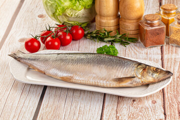 Raw whole salted herring fish