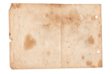Folded Old Paper Texture Background. Old vintage paper folded in four. Brown crumpled and folded parchment vintage paper sheet with space for text