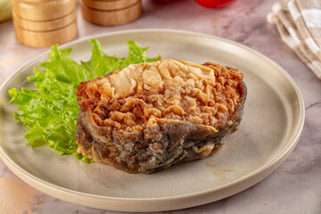 Roasted cod fish fillet piece