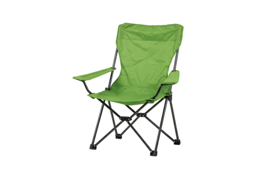Green folding chair portable outdoor seating for camping picnic or event