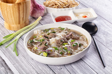 Vietnamese Pho Bo soup with beef