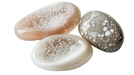 Three distinct stones with unique textures and colors ideal for enhancing home decor or artistic creations