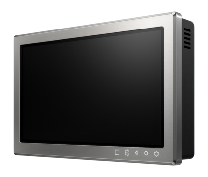 High-resolution information display with a wide viewing angle and tempered glass screen for control rooms in a power plant.