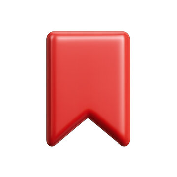 3D Render: Red Bookmark Icon, Web Design Element, App UI,  Social Media Graphic,  Website Button
