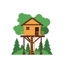 Charming Treehouse Nestled Among Lush Green Trees