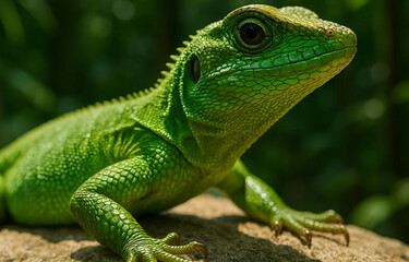 Fototapeta premium green lizard on a tree