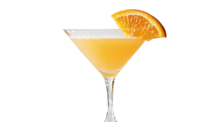 A vibrant cocktail featuring orange hues and a slice of orange on the rim invites enjoyment on a sunny afternoon
