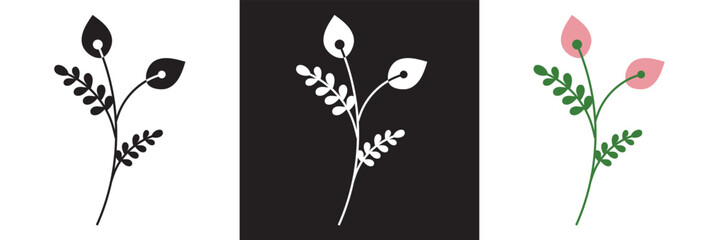 Floral elements are provided for use in graphic and web design. Beauty, fashion, natural and organic products, spa and wellness, wedding and events, etc. Vector illustrations.