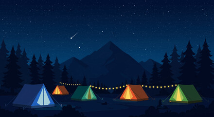 Cozy Campsite Under Starry Night Sky