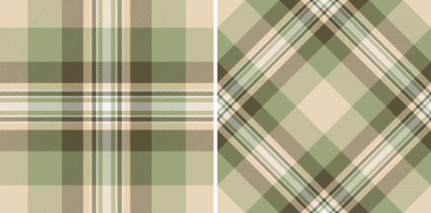 Elegant neutral plaid patterns. Two variations of subtle sage, beige, and taupe woven textures offer versatile design options for fashion, home decor, or website backgrounds.