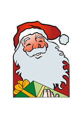 Santa Claus (Father Christmas) holding a gift