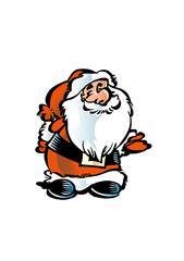Happy Santa Claus (Father Christmas) with a big white beard and dressed in red and white