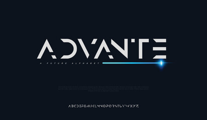 Advante, abstract minimal modern alphabet fonts typography technology vector illustration fonts