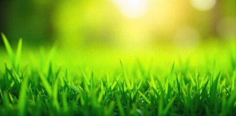 Fototapeta premium Lush Green Grass Basking in Warm Sunlight, Idyllic Nature Scene Perfect for Backgrounds and Websites