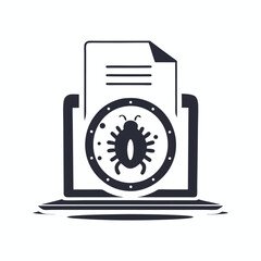 Infected Icon Virus Sign, Paper with Bug Malware on White Background