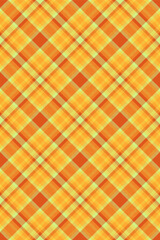 Symmetry plaid pattern tartan, quilt fabric check background. Collage texture textile seamless vector in orange and yellow colors.