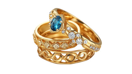 Beautiful assortment of gold rings showcasing various gemstones and detailed craftsmanship, ideal for special occasions