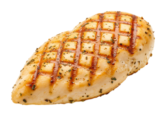 Grilled chicken breast overhead studio shot isolated food