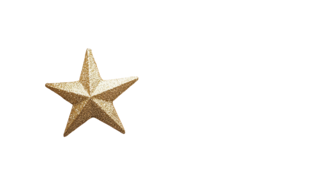 Shiny golden star decoration resting on a plain background, suitable for festive occasions and creative projects