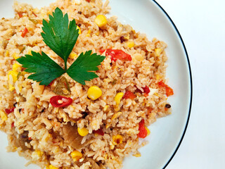 Homemade Indonesian Nasi Goreng with Fresh Ingredients