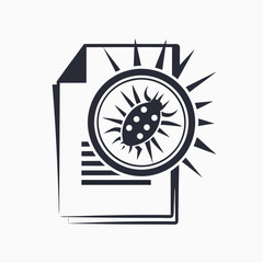 Padlock Gear Icon on Sheet of Paper with Folded Corner on White Background