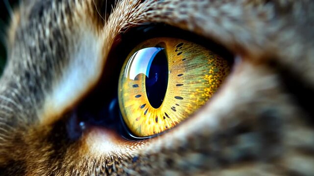 Cat anatomy, feline vision, eye structure. Visual health. Pupil dilation enhances night vision. Retina sensitivity increases light detection. Corneal clarity ensures sharp focus.